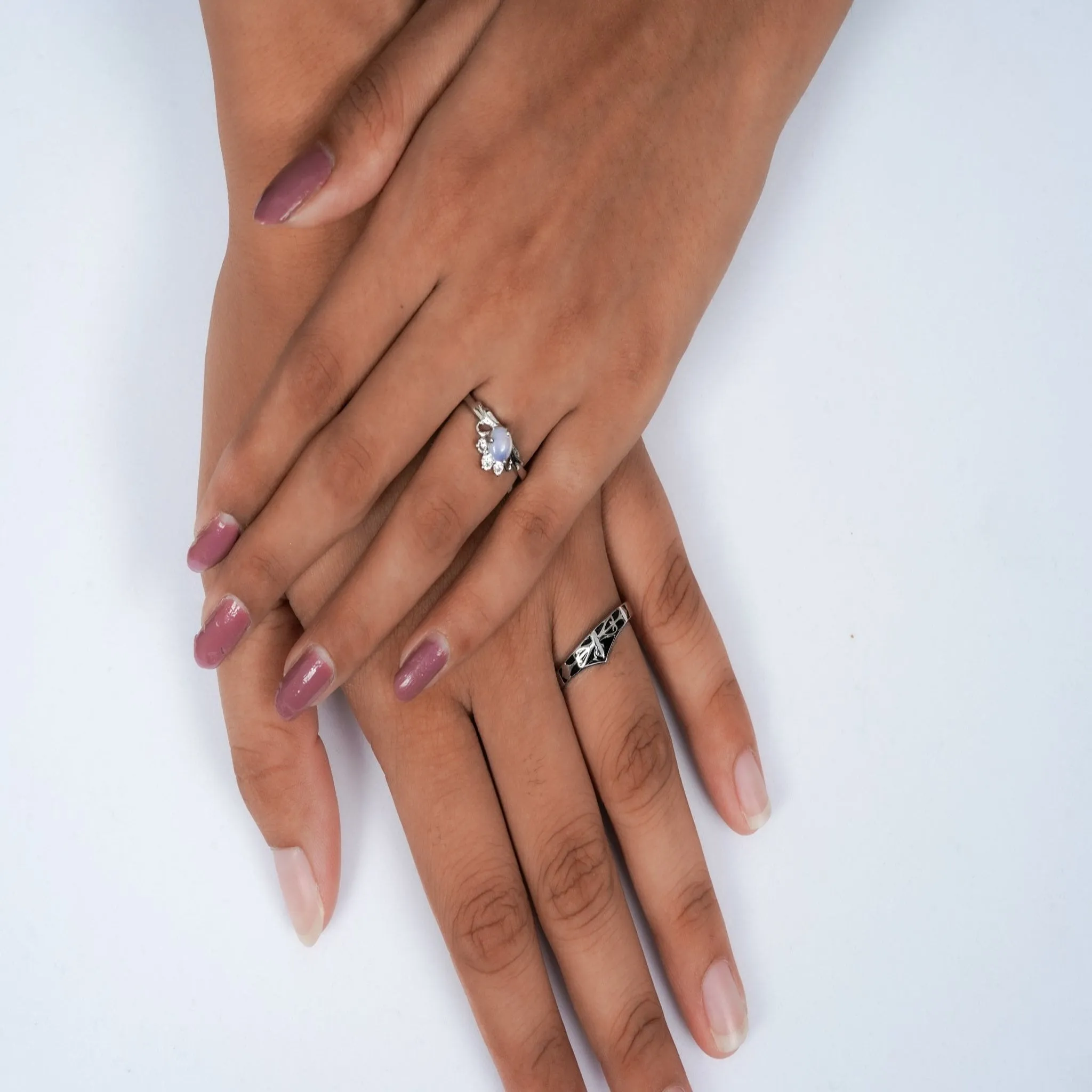 Moonstone majesty adjustable couple ring