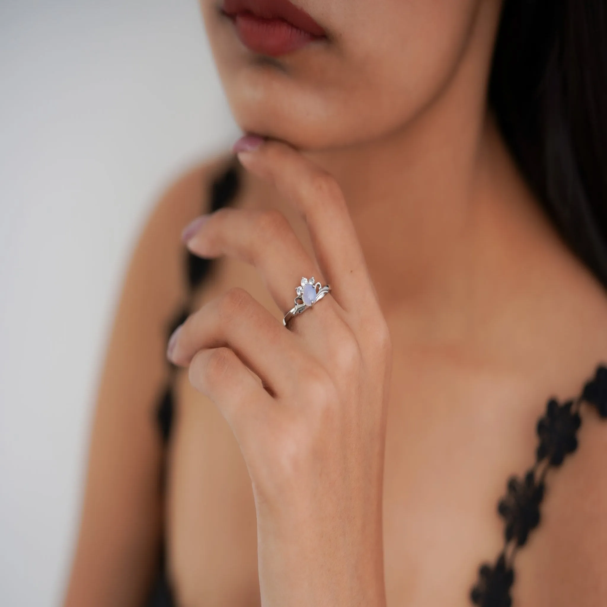 Moonstone majesty adjustable couple ring