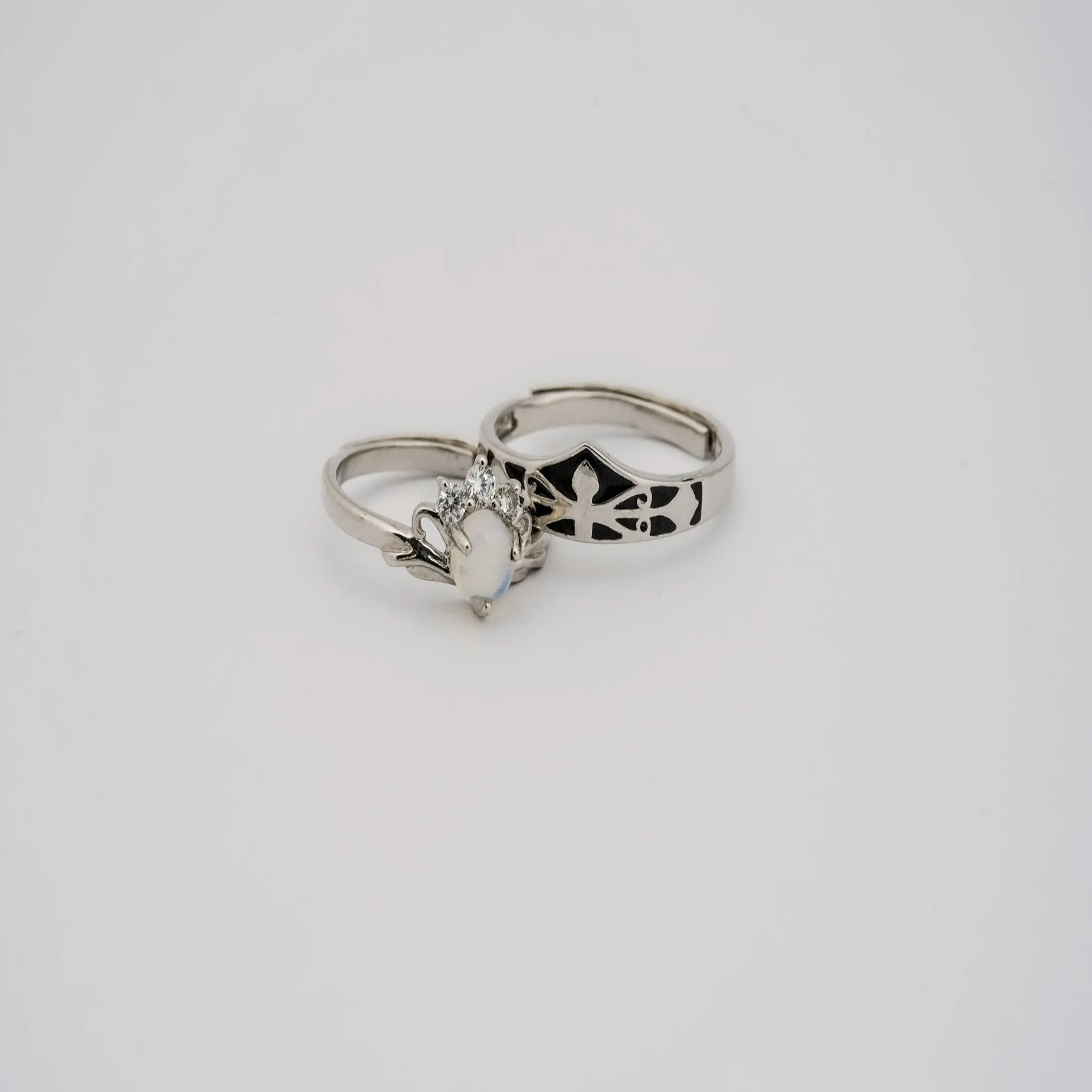 Moonstone majesty adjustable couple ring