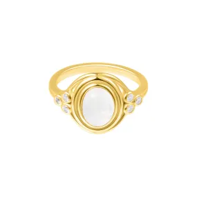 Moonstone Ring with Side Stones 14k gold vermeil