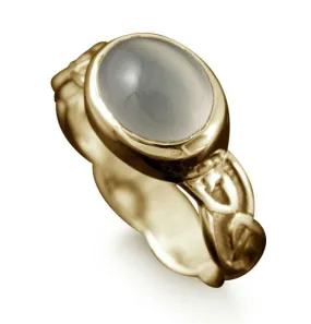 Muckle Roe Celtic Moonstone Ring in 9ct Yellow Gold
