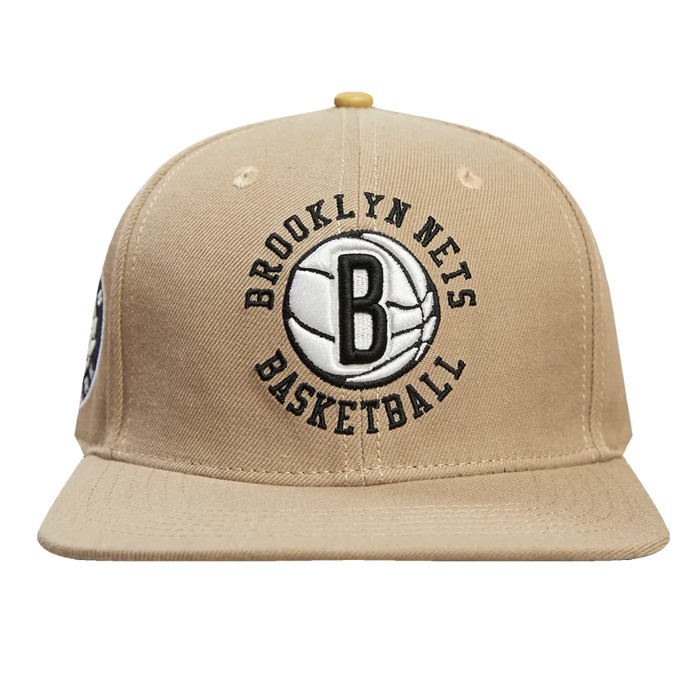NBA BROOKLYN NETS HYBRID UNISEX WOOL SNAPBACK HAT (KHAKI)