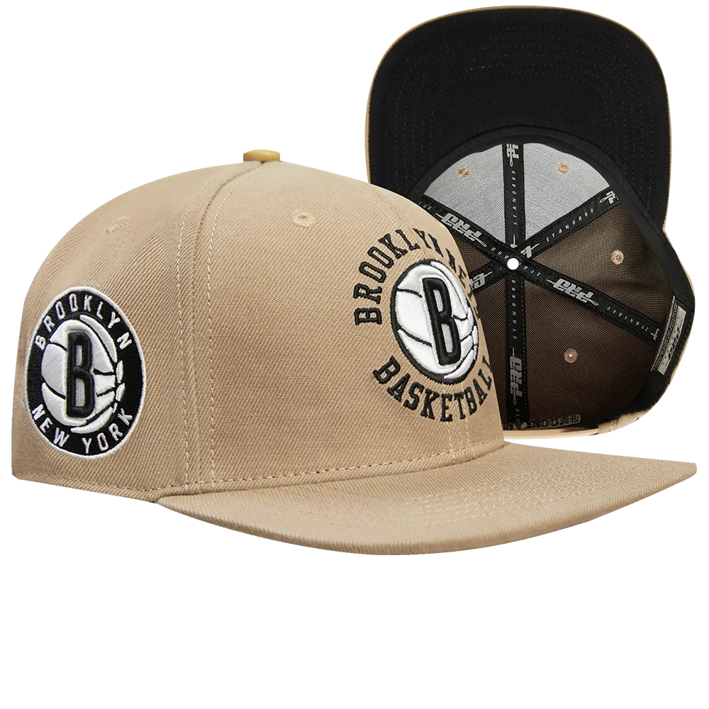NBA BROOKLYN NETS HYBRID UNISEX WOOL SNAPBACK HAT (KHAKI)