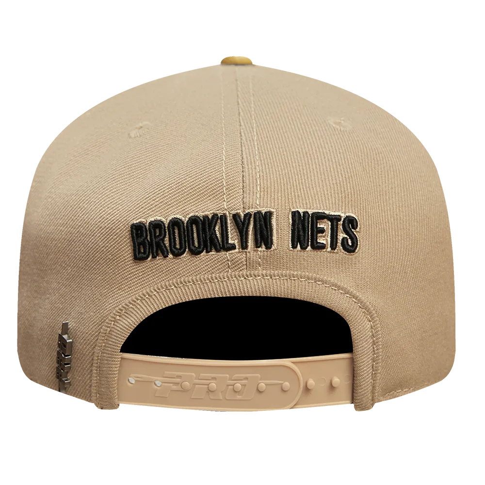 NBA BROOKLYN NETS HYBRID UNISEX WOOL SNAPBACK HAT (KHAKI)
