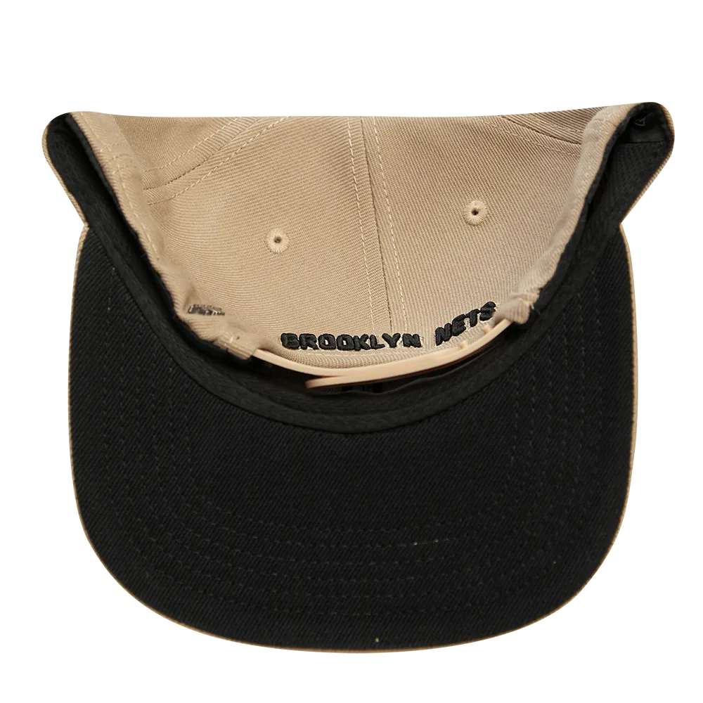 NBA BROOKLYN NETS HYBRID UNISEX WOOL SNAPBACK HAT (KHAKI)