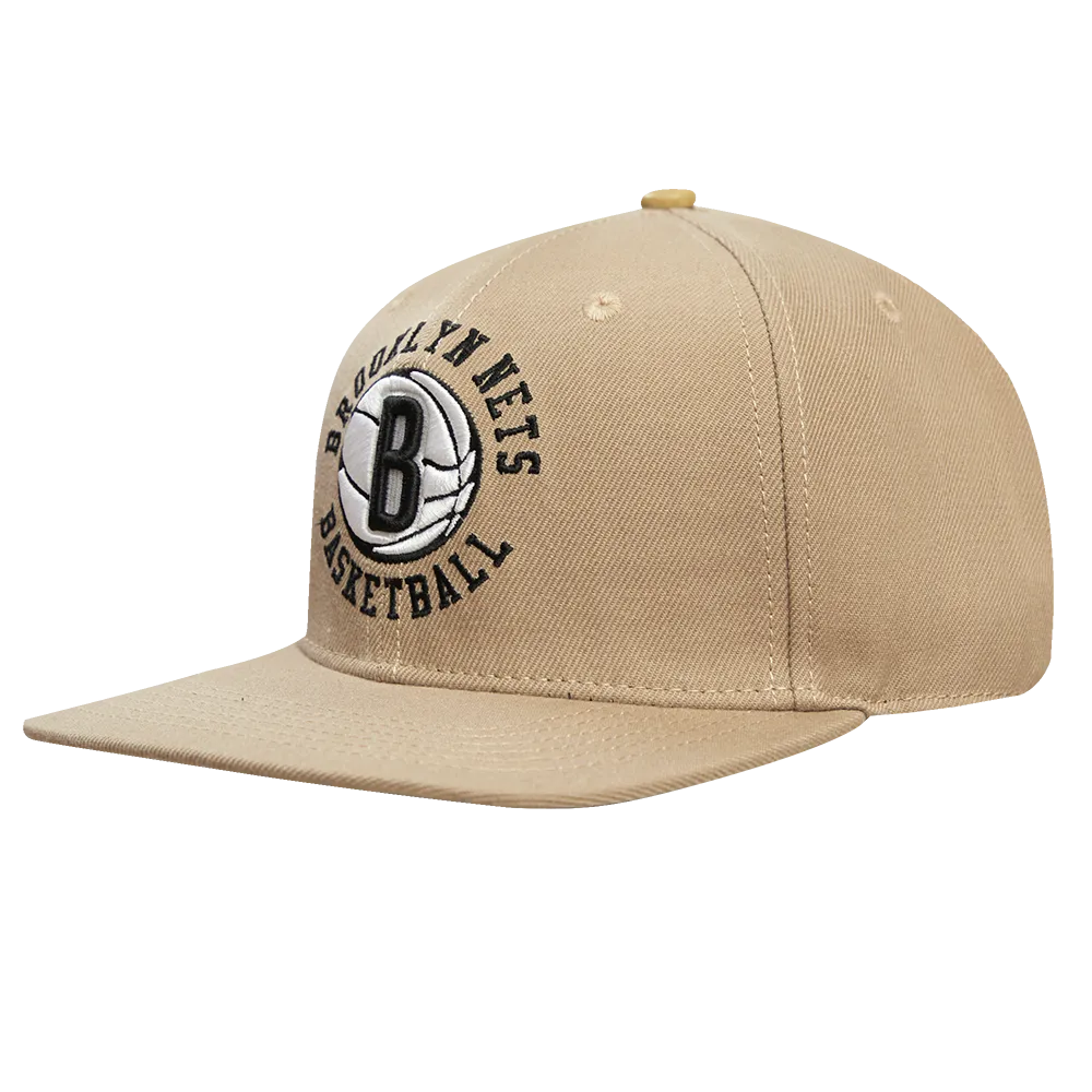 NBA BROOKLYN NETS HYBRID UNISEX WOOL SNAPBACK HAT (KHAKI)