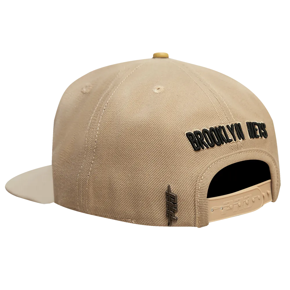 NBA BROOKLYN NETS HYBRID UNISEX WOOL SNAPBACK HAT (KHAKI)