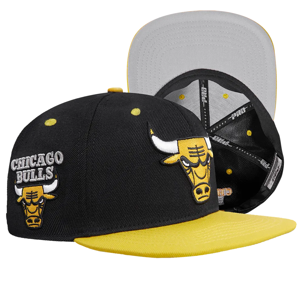 NBA CHICAGO BULLS 2 TONE WOOL UNISEX SNAPBACK HAT (BLACK/YELLOW)