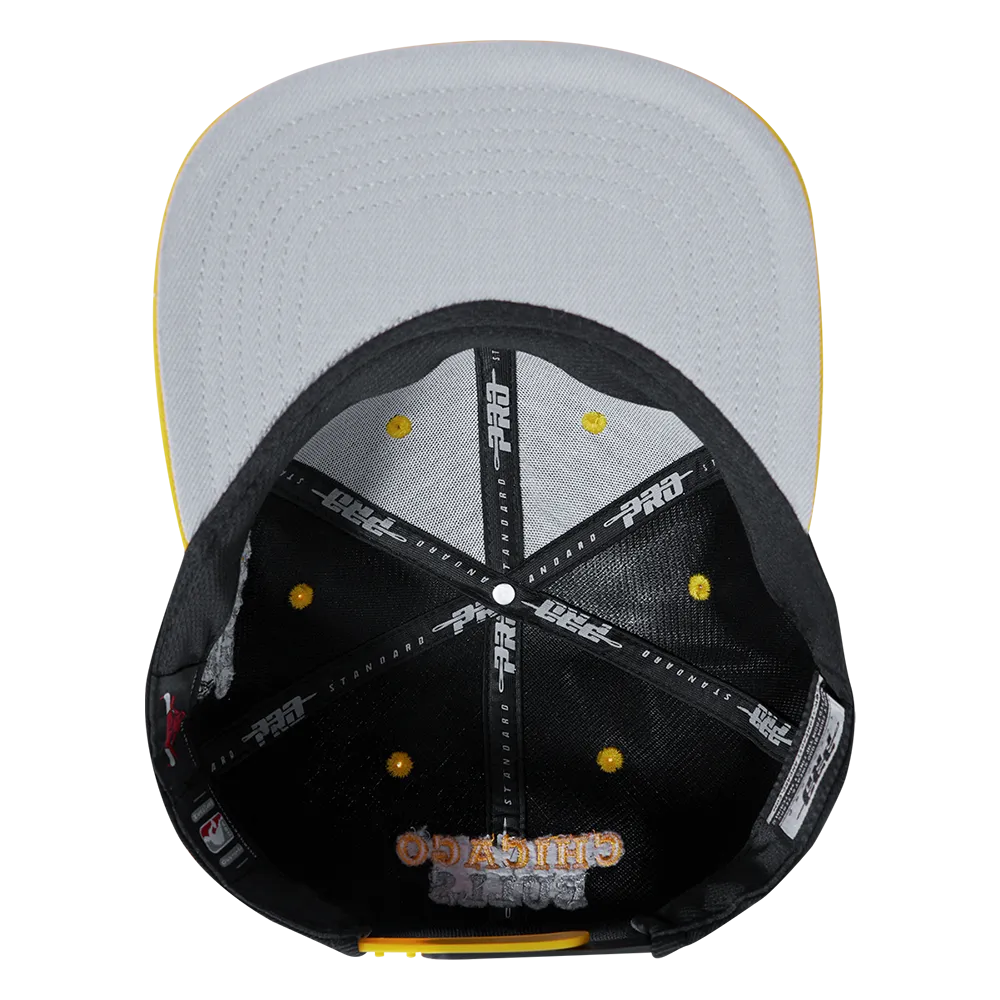 NBA CHICAGO BULLS 2 TONE WOOL UNISEX SNAPBACK HAT (BLACK/YELLOW)