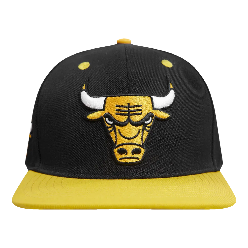NBA CHICAGO BULLS 2 TONE WOOL UNISEX SNAPBACK HAT (BLACK/YELLOW)