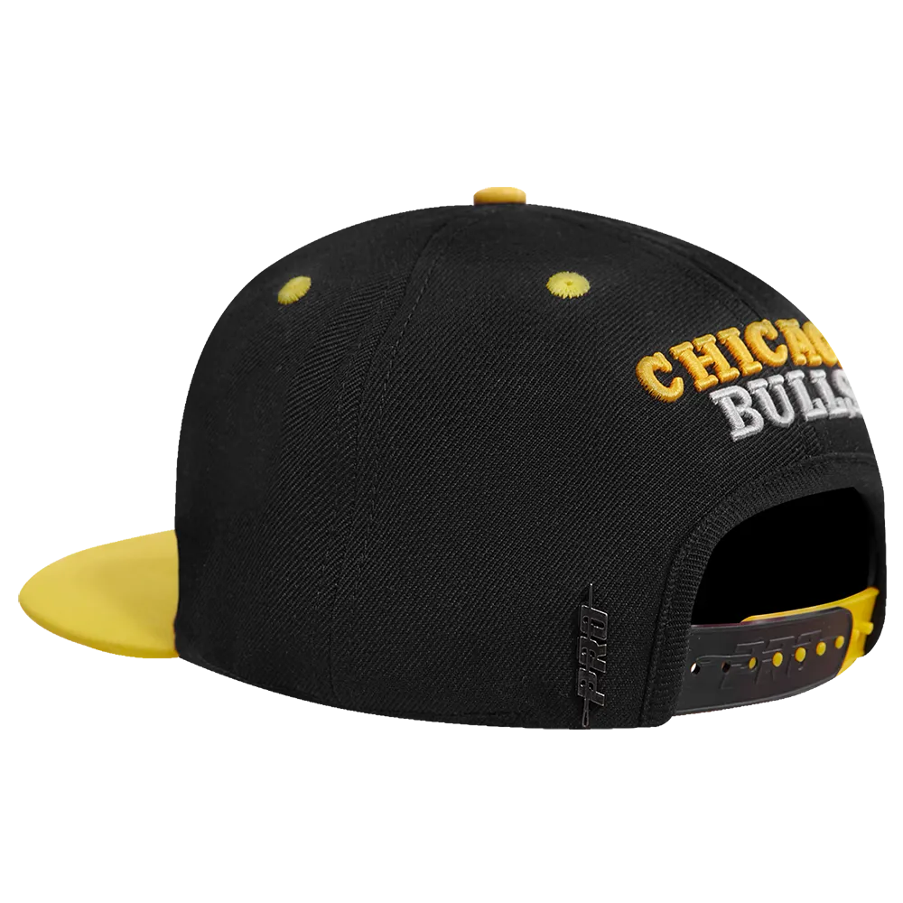 NBA CHICAGO BULLS 2 TONE WOOL UNISEX SNAPBACK HAT (BLACK/YELLOW)