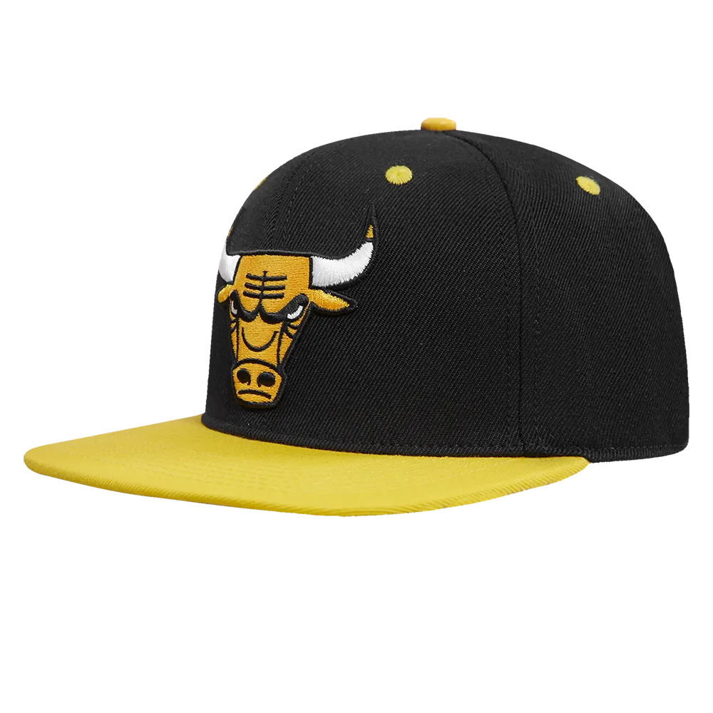 NBA CHICAGO BULLS 2 TONE WOOL UNISEX SNAPBACK HAT (BLACK/YELLOW)