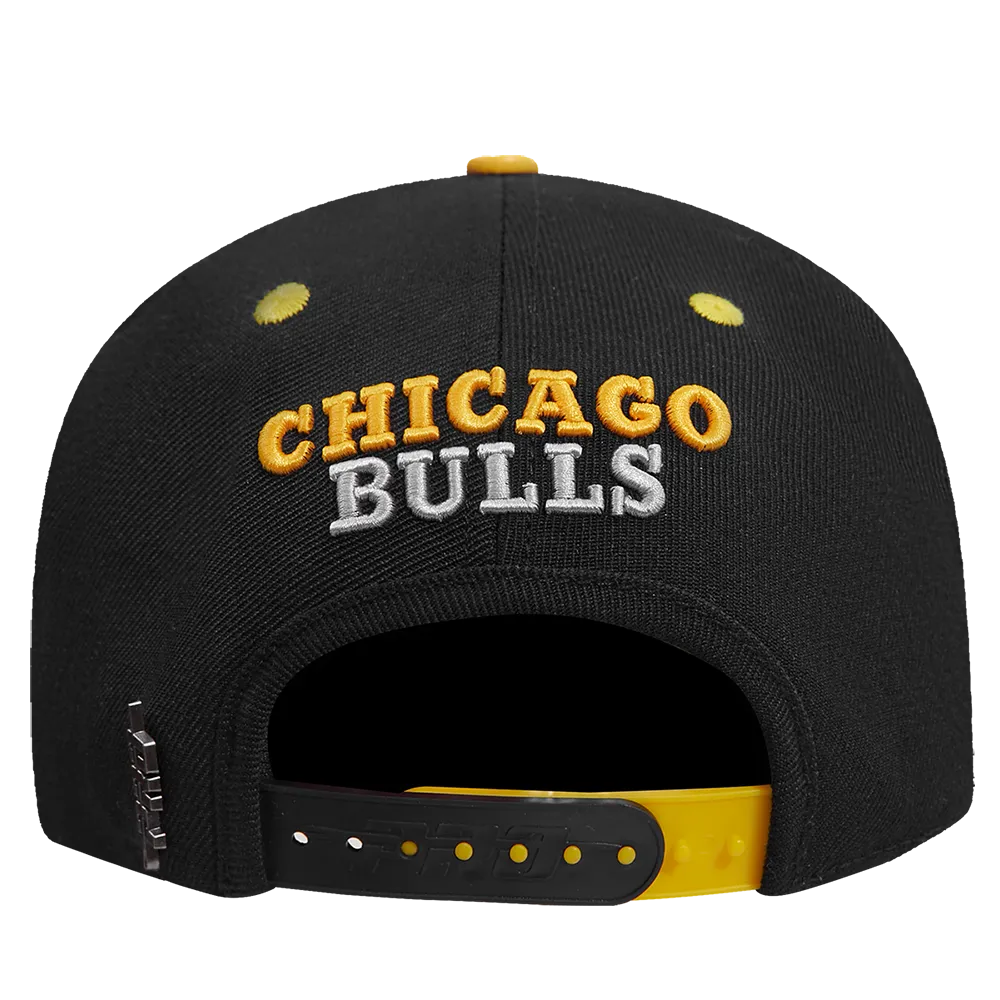 NBA CHICAGO BULLS 2 TONE WOOL UNISEX SNAPBACK HAT (BLACK/YELLOW)
