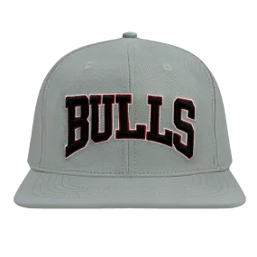 NBA CHICAGO BULLS CREST EMBLEM UNISEX WORDMARK WOOL SNAPBACK HAT (GRAY)