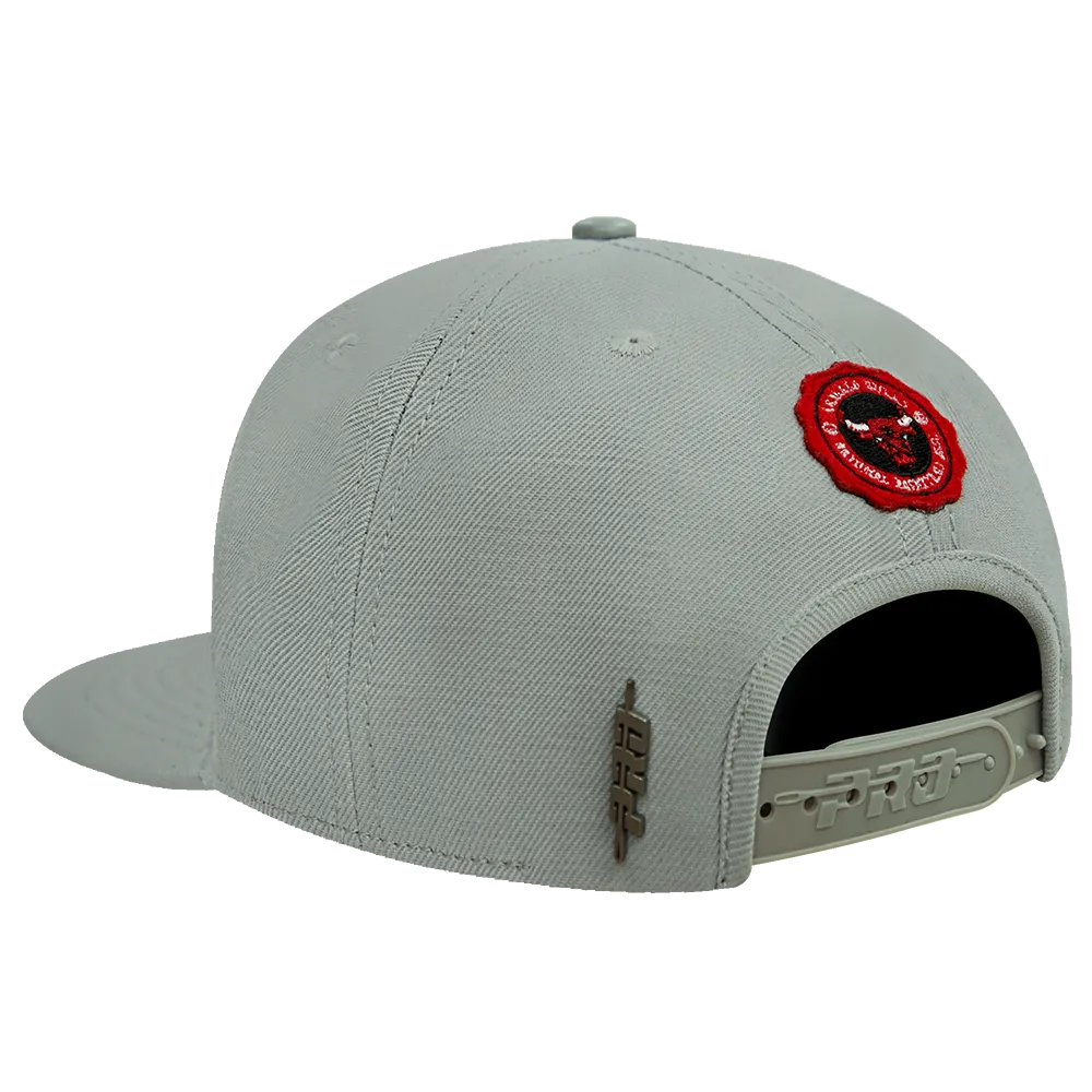 NBA CHICAGO BULLS CREST EMBLEM UNISEX WORDMARK WOOL SNAPBACK HAT (GRAY)