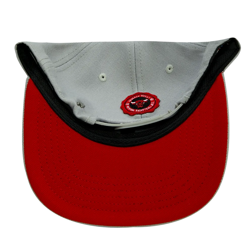 NBA CHICAGO BULLS CREST EMBLEM UNISEX WORDMARK WOOL SNAPBACK HAT (GRAY)