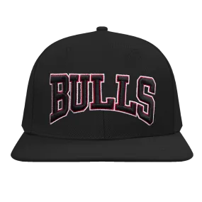 NBA CHICAGO BULLS CREST EMBLEM WORDMARK WOOL SNAPBACK HAT (BLACK)