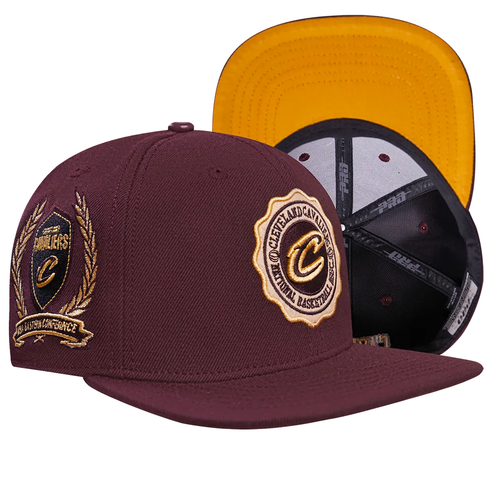 NBA CLEVELAND CAVALIERS CREST EMBLEM WOOL SNAPBACK HAT (WINE)
