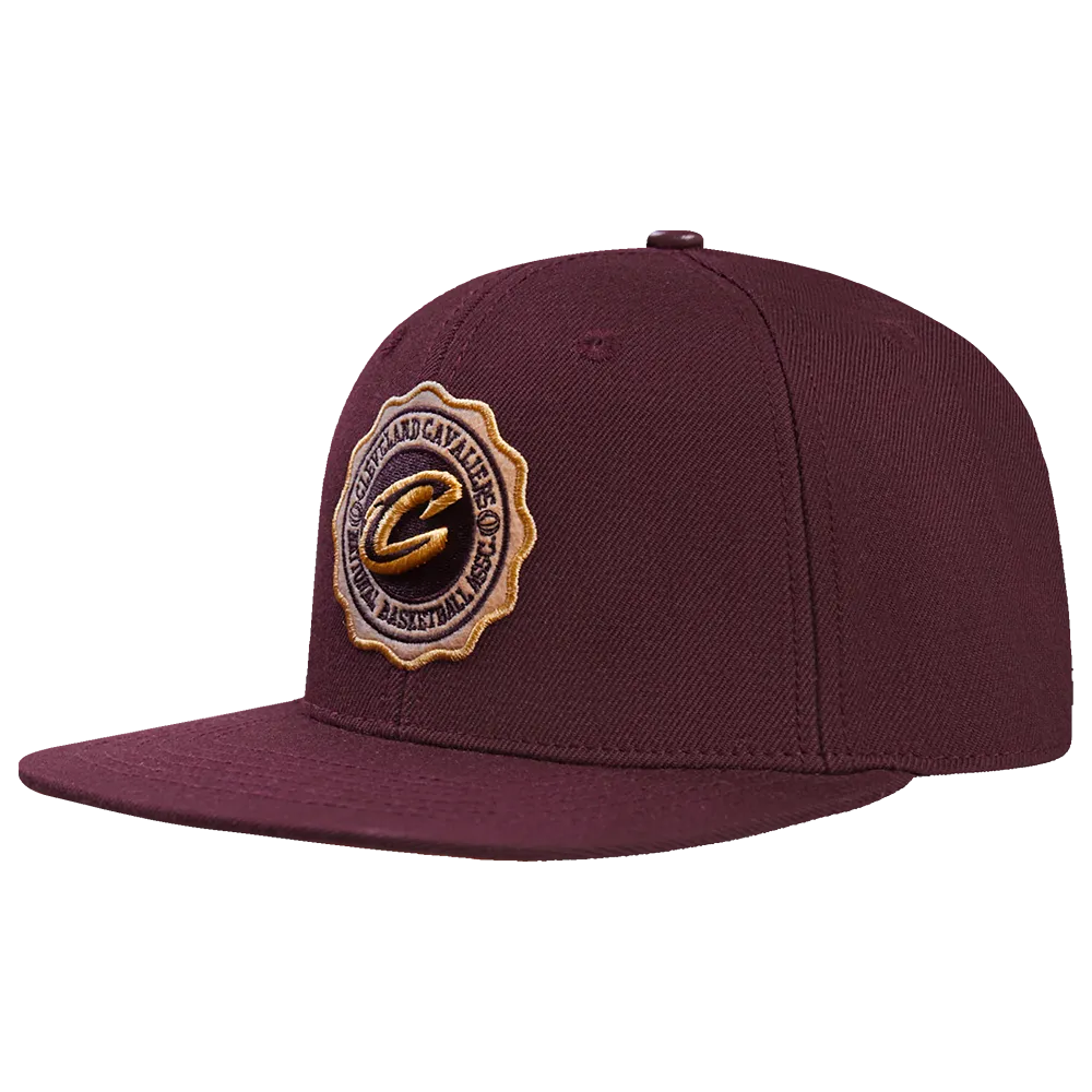 NBA CLEVELAND CAVALIERS CREST EMBLEM WOOL SNAPBACK HAT (WINE)