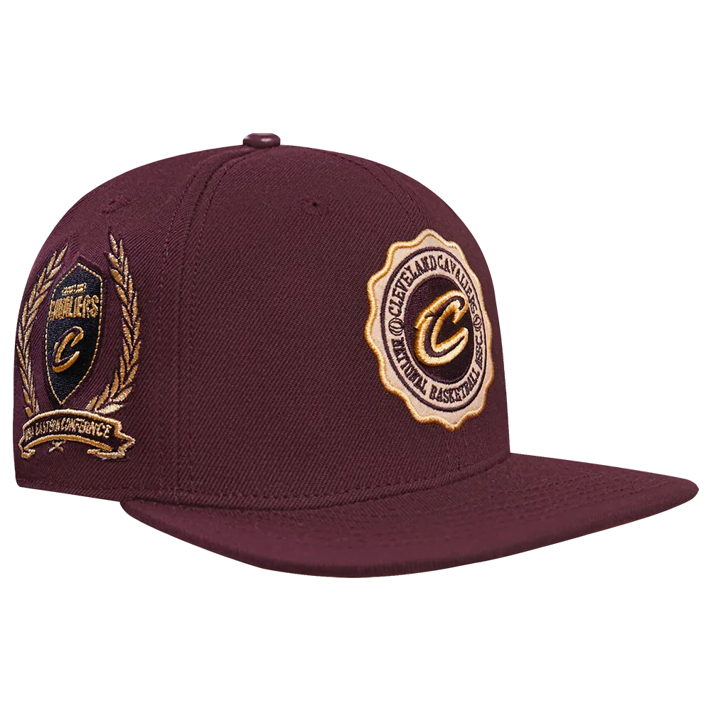 NBA CLEVELAND CAVALIERS CREST EMBLEM WOOL SNAPBACK HAT (WINE)