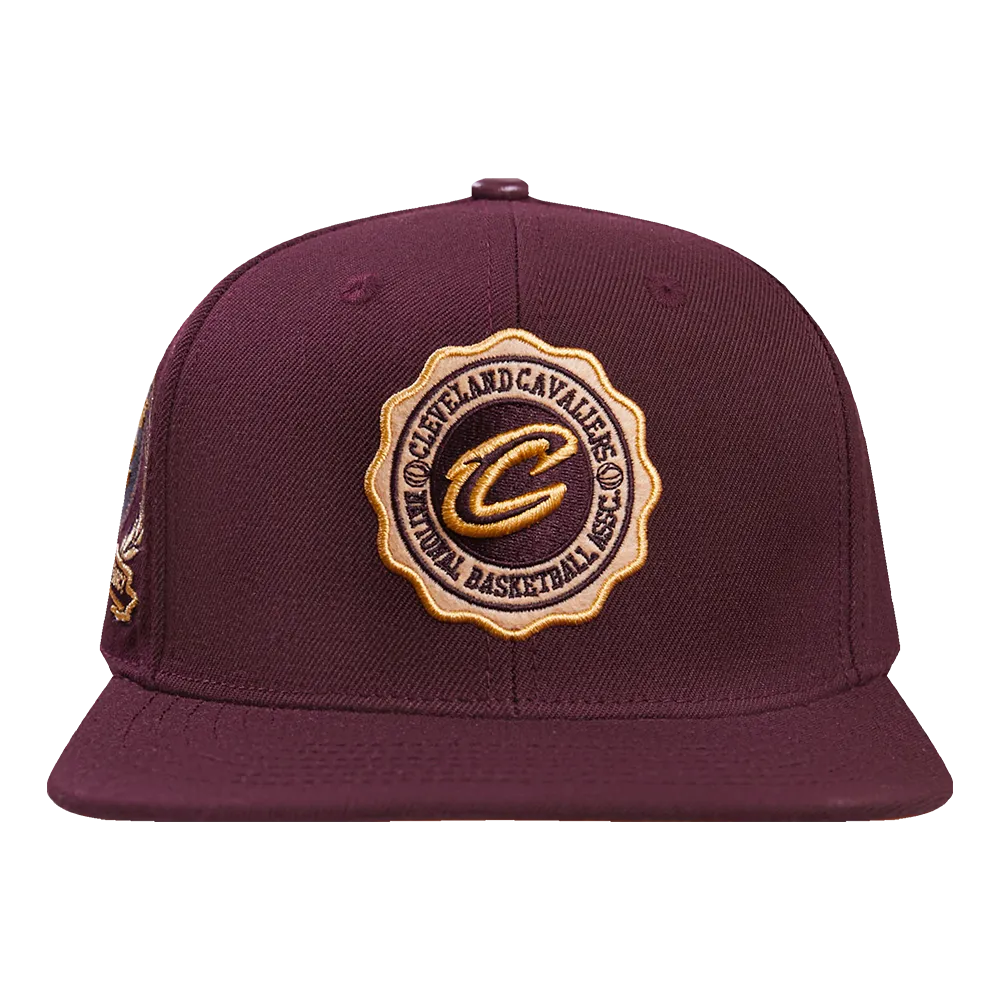 NBA CLEVELAND CAVALIERS CREST EMBLEM WOOL SNAPBACK HAT (WINE)