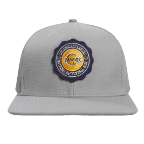 NBA LOS ANGELES LAKERS CREST EMBLEM UNISEX WOOL SNAPBACK HAT (GRAY)