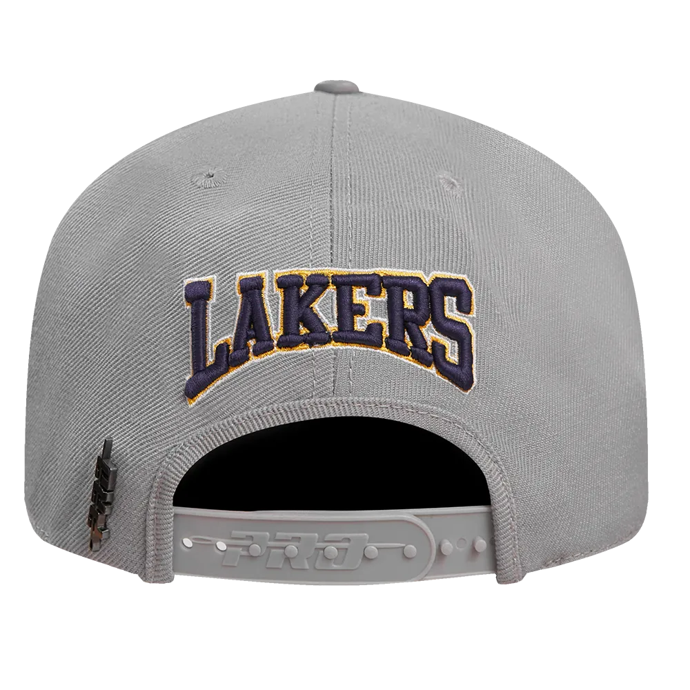 NBA LOS ANGELES LAKERS CREST EMBLEM UNISEX WOOL SNAPBACK HAT (GRAY)