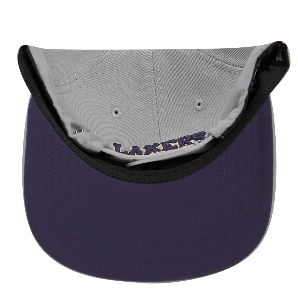 NBA LOS ANGELES LAKERS CREST EMBLEM UNISEX WOOL SNAPBACK HAT (GRAY)
