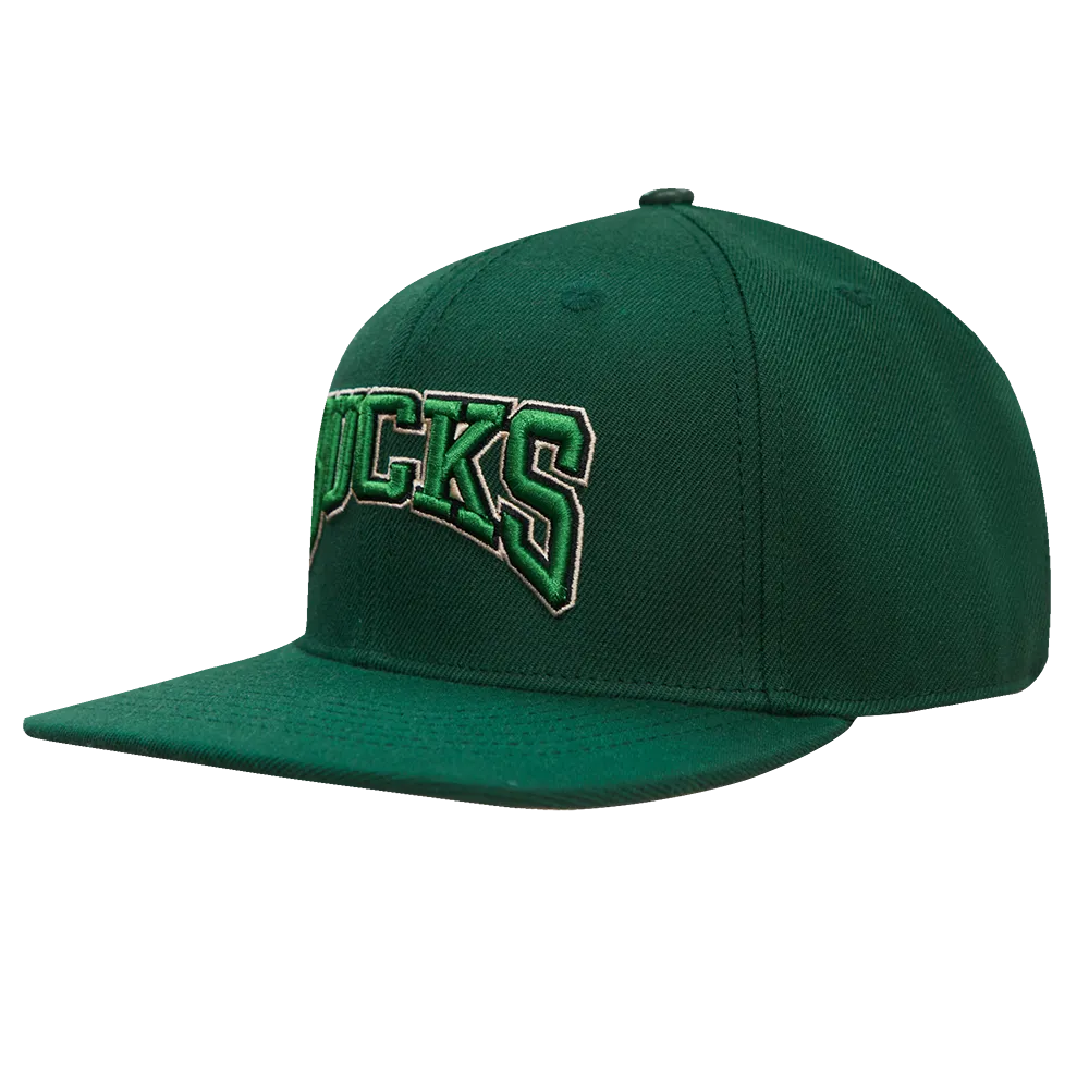 NBA MILWAUKEE BUCKS CREST EMBLEM UNISEX WORDMARK WOOL SNAPBACK HAT (FOREST GREEN)