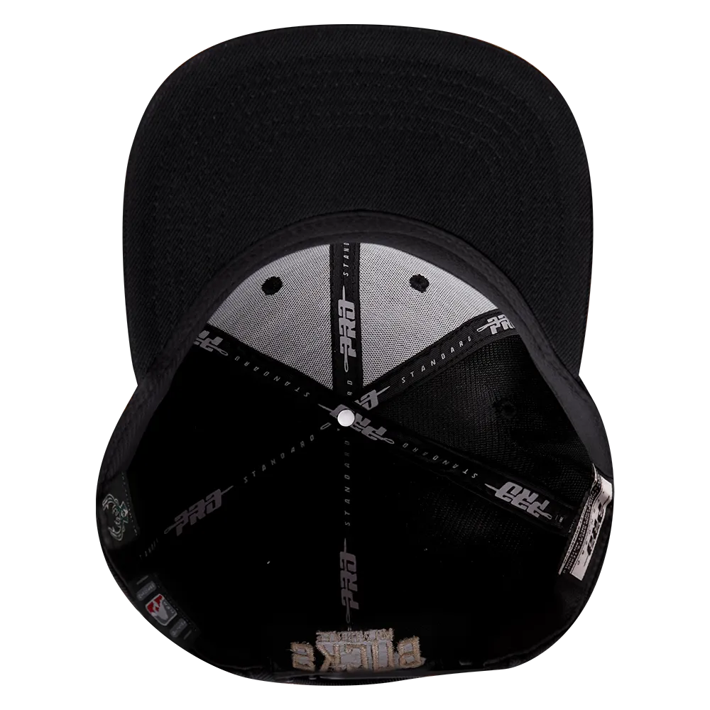 NBA MILWAUKEE BUCKS MASHUP UNISEX WOOL SNAPBACK HAT (BLACK)