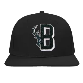 NBA MILWAUKEE BUCKS MASHUP UNISEX WOOL SNAPBACK HAT (BLACK)