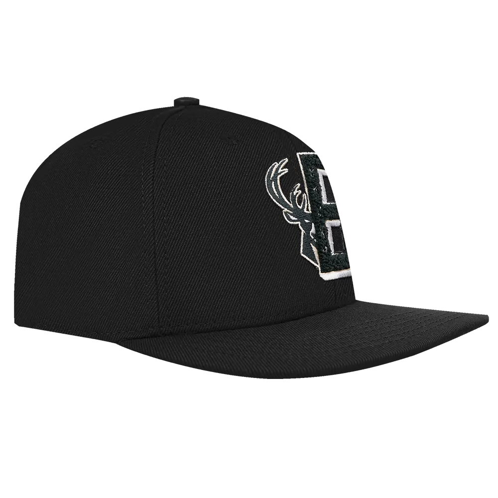 NBA MILWAUKEE BUCKS MASHUP UNISEX WOOL SNAPBACK HAT (BLACK)