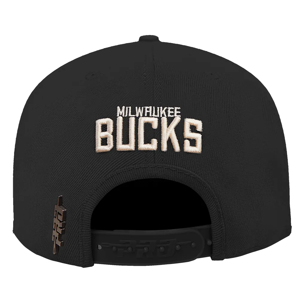 NBA MILWAUKEE BUCKS MASHUP UNISEX WOOL SNAPBACK HAT (BLACK)