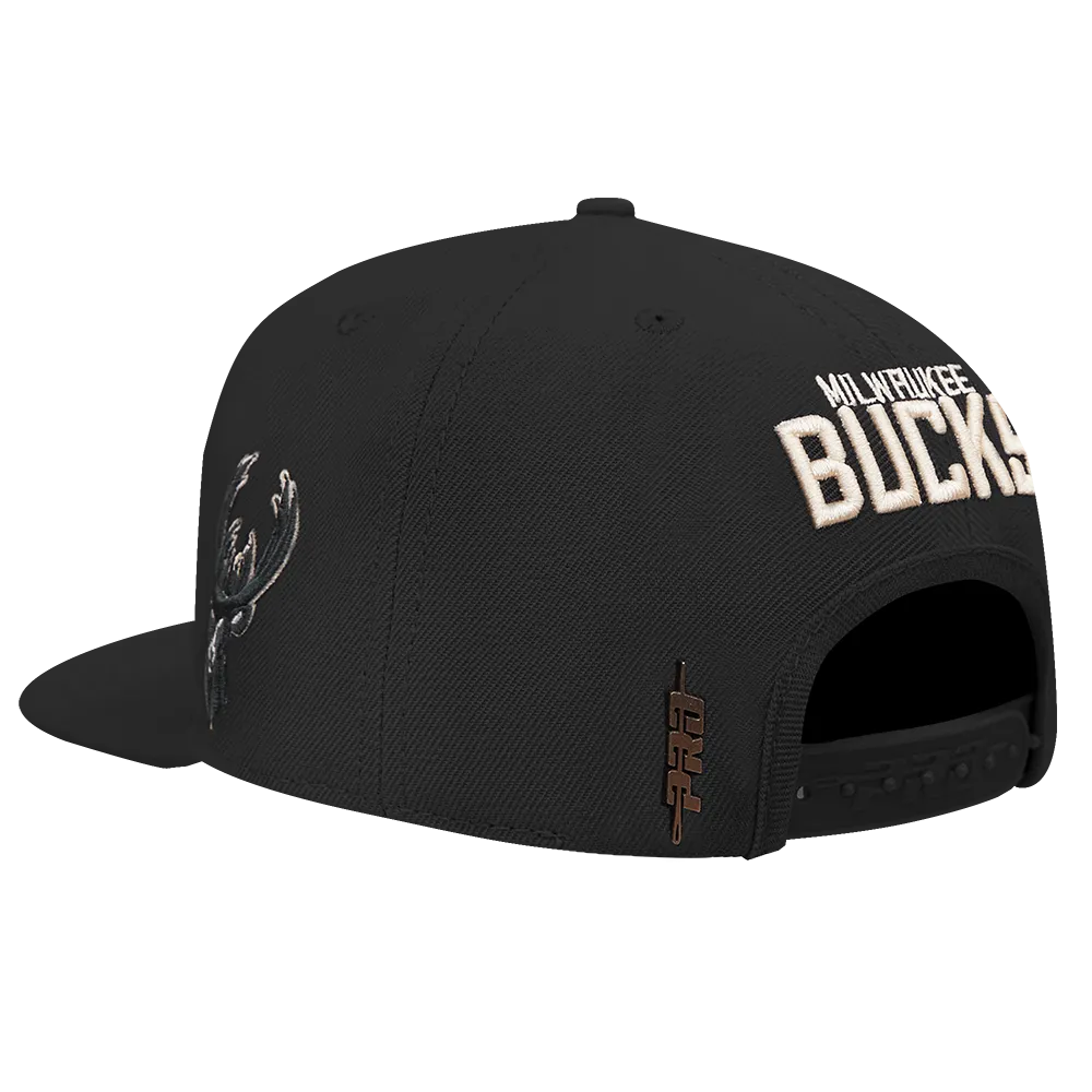 NBA MILWAUKEE BUCKS MASHUP UNISEX WOOL SNAPBACK HAT (BLACK)