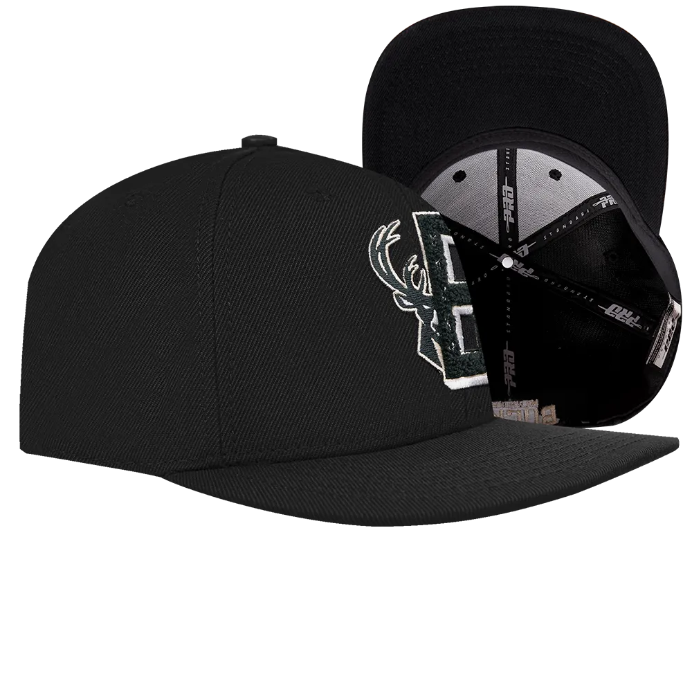 NBA MILWAUKEE BUCKS MASHUP UNISEX WOOL SNAPBACK HAT (BLACK)