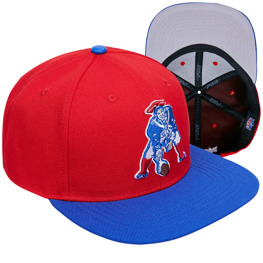 NEW ENGLAND PATRIOTS MULTI LOGO WOOL SNAPBACK HAT (RED/ROYAL BLUE)