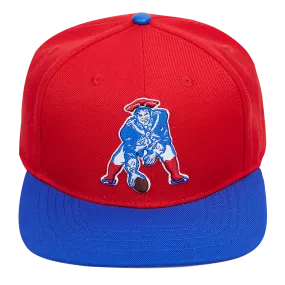 NEW ENGLAND PATRIOTS MULTI LOGO WOOL SNAPBACK HAT (RED/ROYAL BLUE)