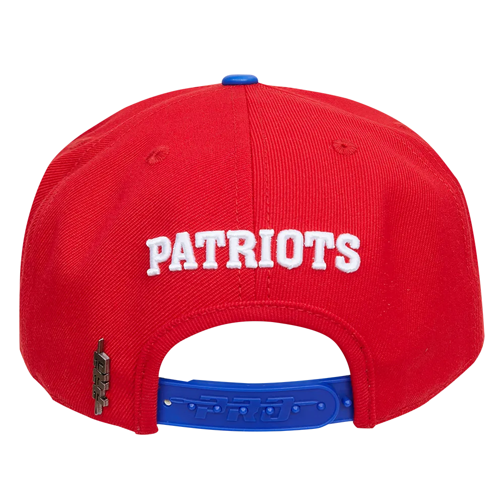 NEW ENGLAND PATRIOTS MULTI LOGO WOOL SNAPBACK HAT (RED/ROYAL BLUE)