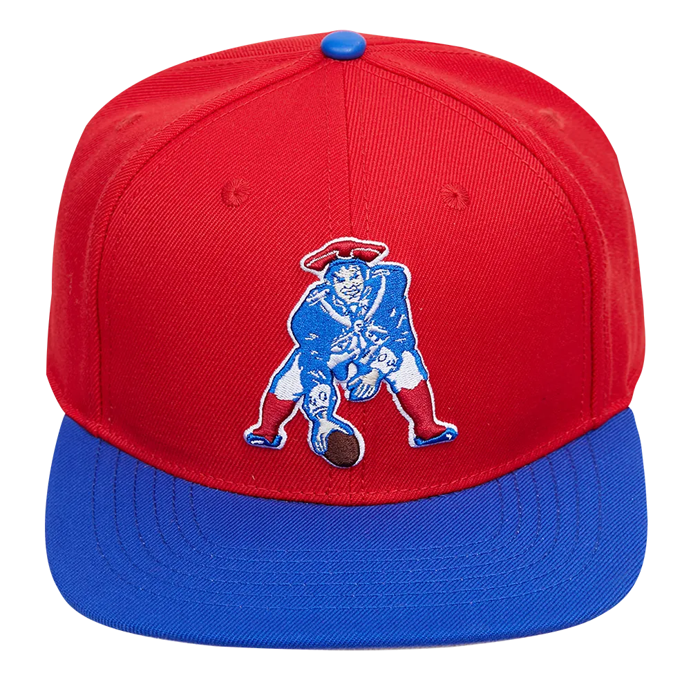 NEW ENGLAND PATRIOTS MULTI LOGO WOOL SNAPBACK HAT (RED/ROYAL BLUE)