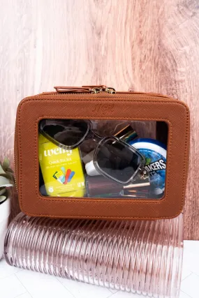 NGIL Clear The Way Brown Faux Leather Toiletry Case