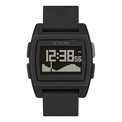 Nixon Men's Strap Watch - Base Tide Chronograph Digital Dial Black silicone | A1104001