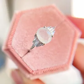 Oval Cut Natural Moonstone Engagement Ring