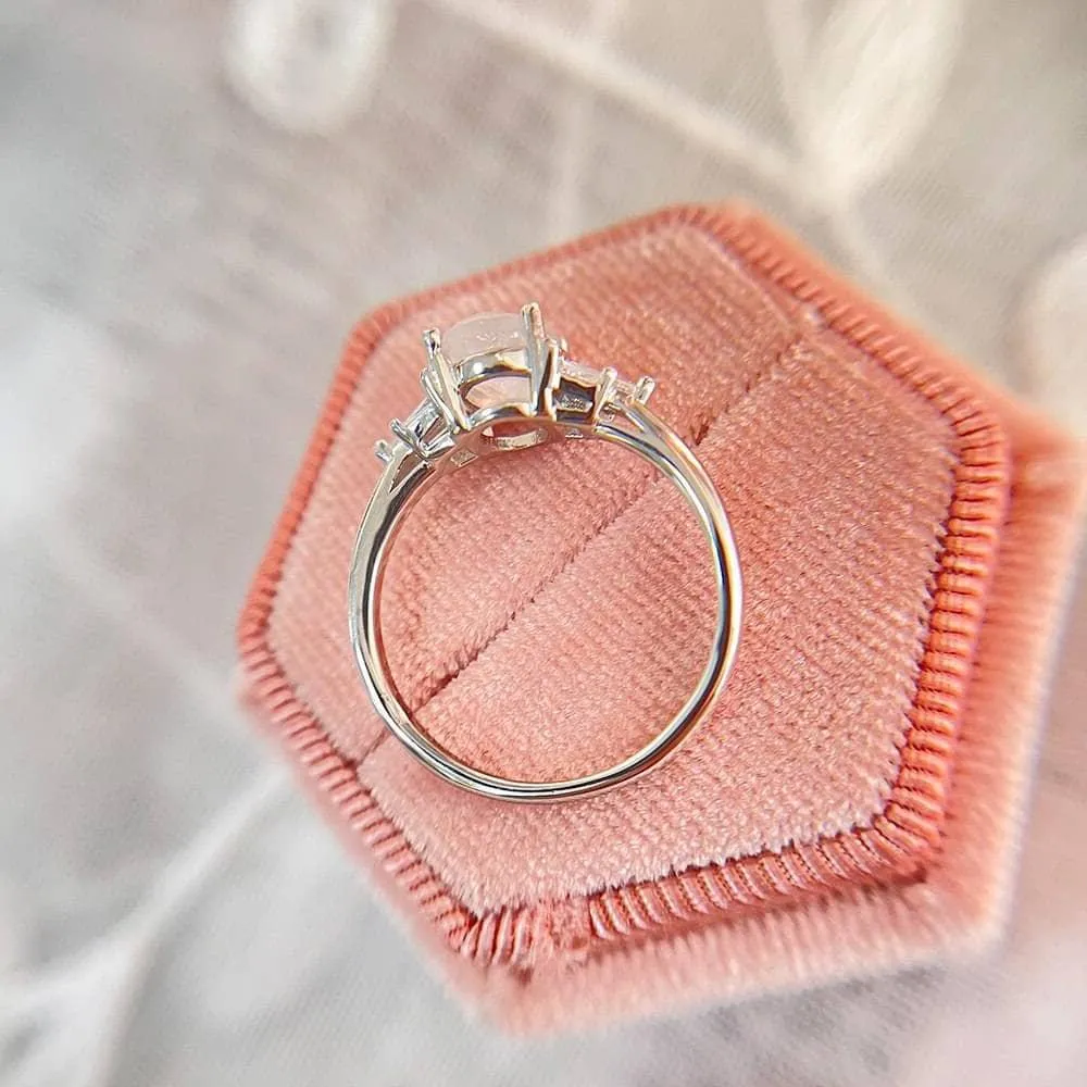 Oval Cut Natural Moonstone Engagement Ring