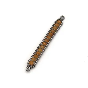 Peach Moonstone Bezel | 42mm x 4mm Gunmetal Wire Wrapped Bead Inclosure Pendant Connector