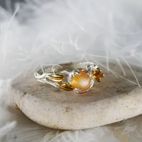 Peach Moonstone Engagement Ring "Sue"