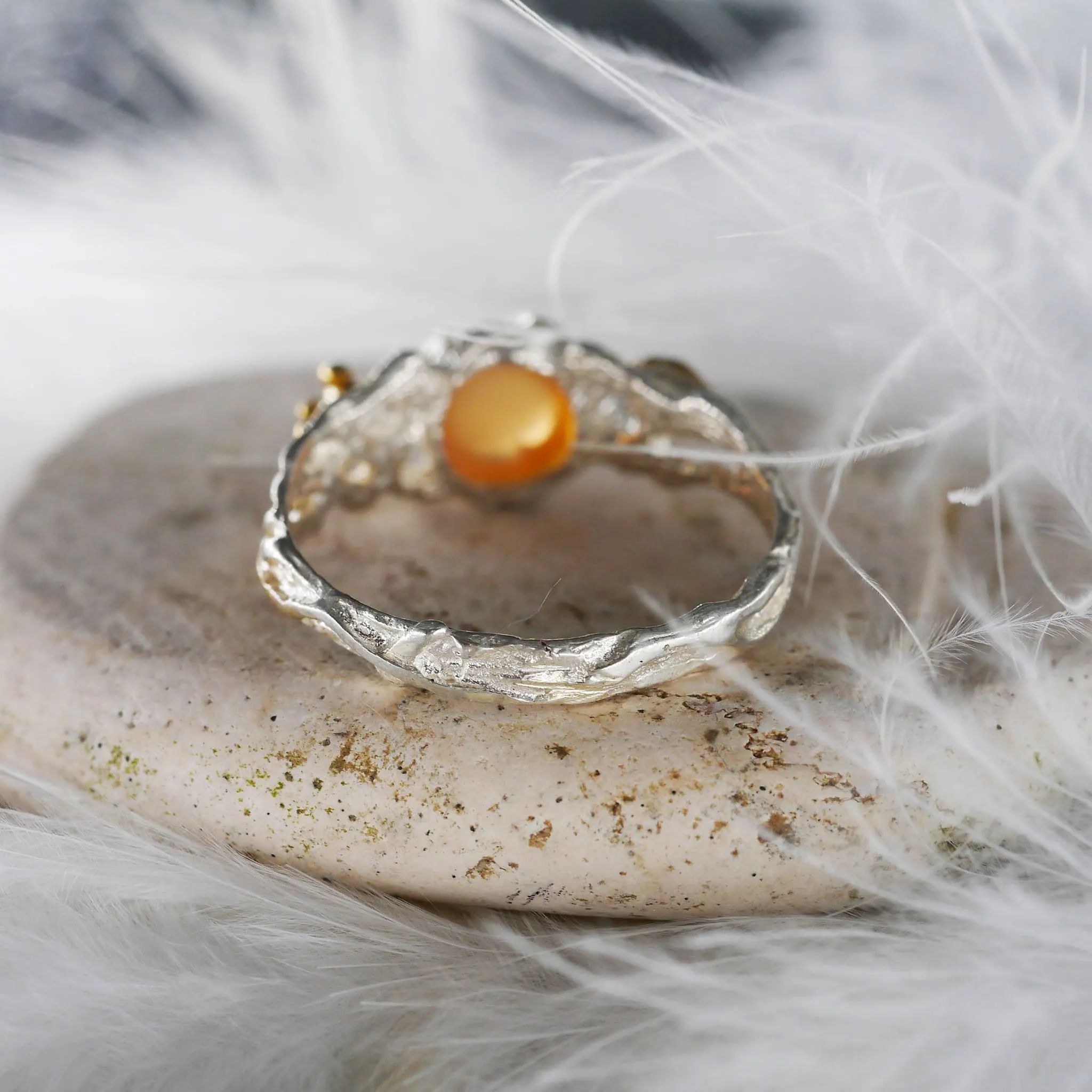 Peach Moonstone Engagement Ring "Sue"