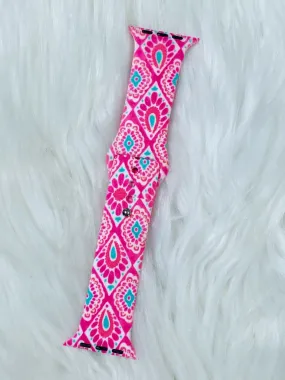 Pink and Turquoise Diamond Damask i-Watch Band