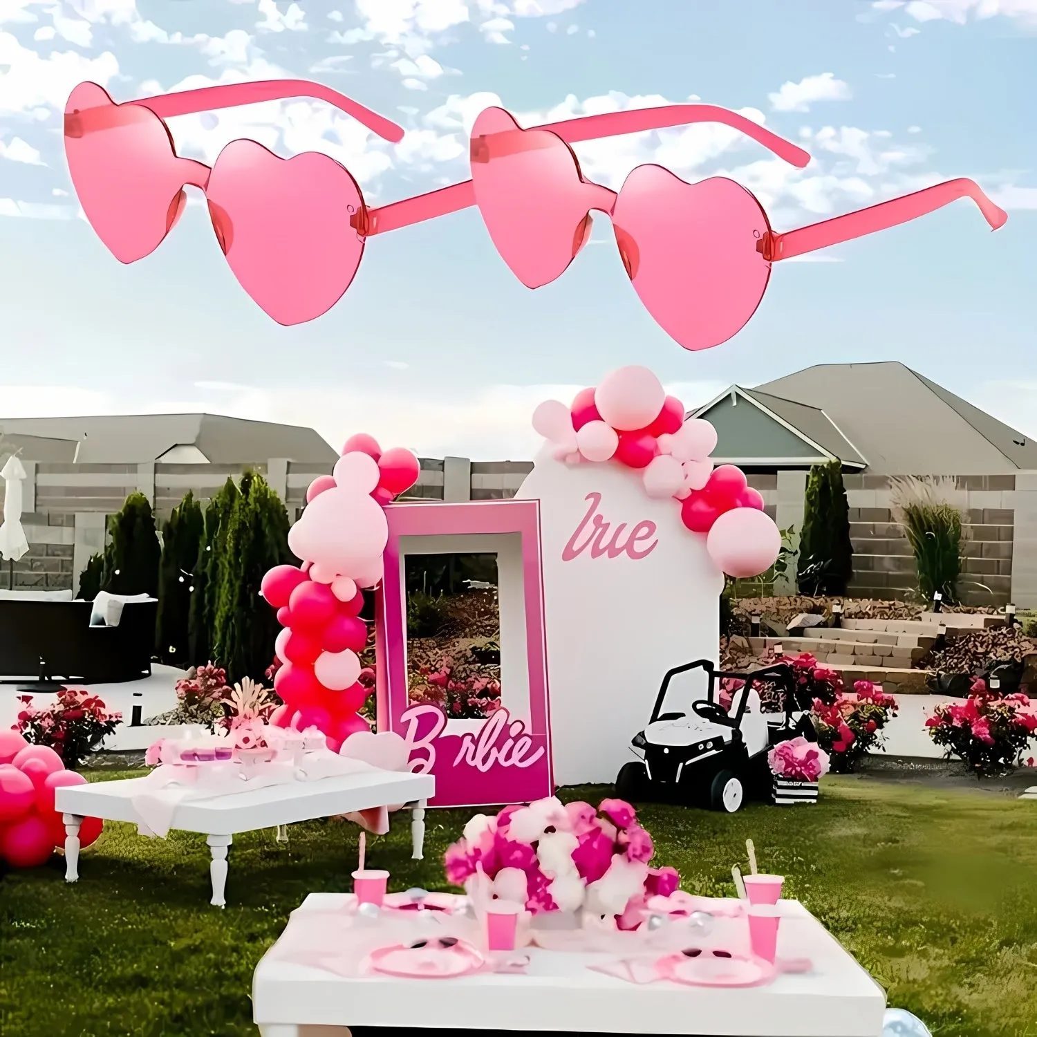 Pink Heart-Shaped Fashion Glasses for Women