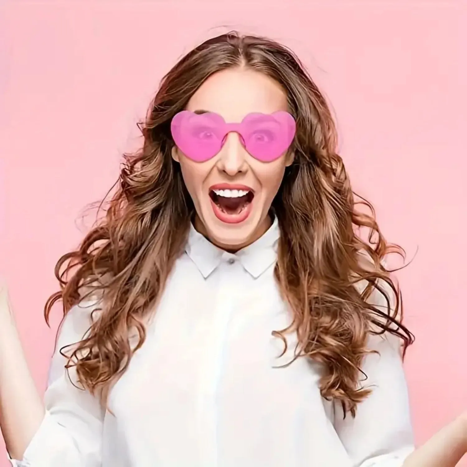 Pink Heart-Shaped Fashion Glasses for Women