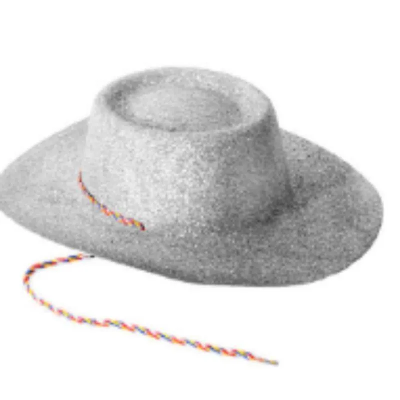 Plastic Glitter Silver Cowboy Hat